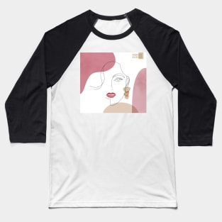 Woman Abstract Face Line Art Baseball T-Shirt